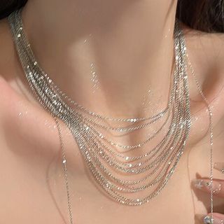 Show Mind-Silver Tone Layered Necklace