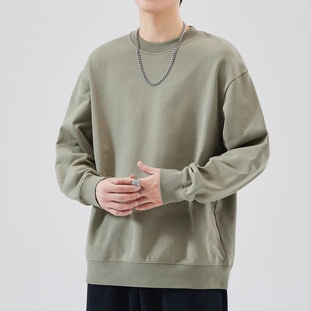 Nataro-Crew Neck Plain Sweatshirt