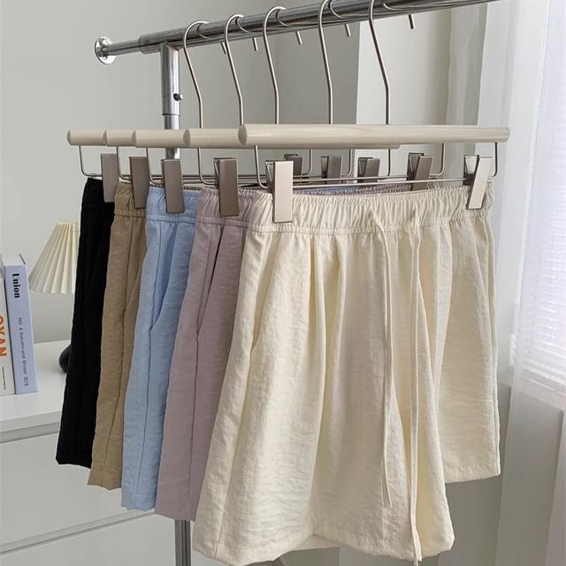 Iduna-Drawstring Waist Plain Pajama Shorts
