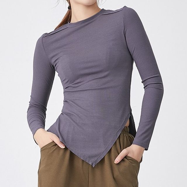 Asymmetrical Hem Long-Sleeve Shirt