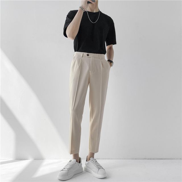 white tapered dress pants