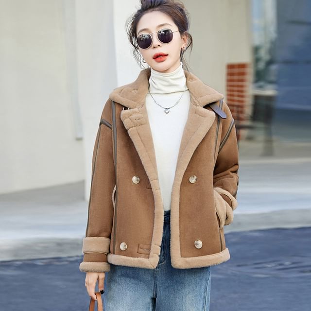 Jeonseon-Fleece-Lined Double-Breasted Jacket
