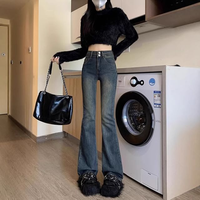 Sienne-High Rise Washed Bootcut Jeans