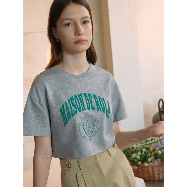 rolarola - 'Maison de Rola' Letter Crop T-Shirt (Mélange
