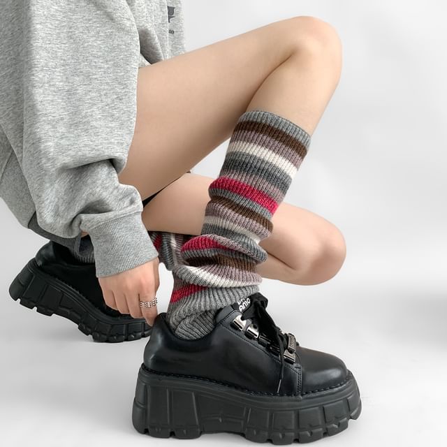 Desperim-Striped Leg Warmers