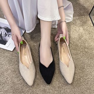 pointed velvet flats