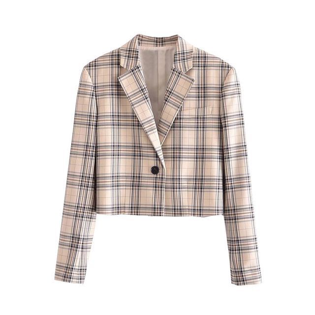 Bilabang - Plaid Cropped Blazer | YesStyle