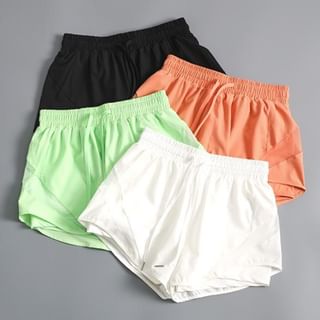 Runyz-Drawstring Waist Plain Sweat Shorts