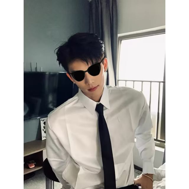 Chuoku-Long-Sleeve Plain Shirt