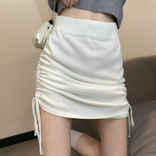 Sisyphi-High Waist Plain Mini Skirt