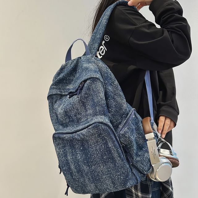 Melois-Glitter Denim Backpack