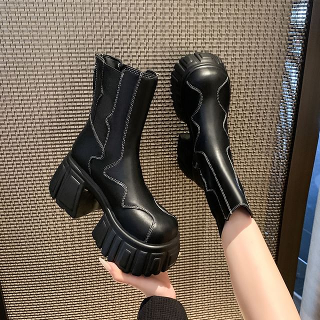 Sleeko-Faux Leather Platform Short Boots