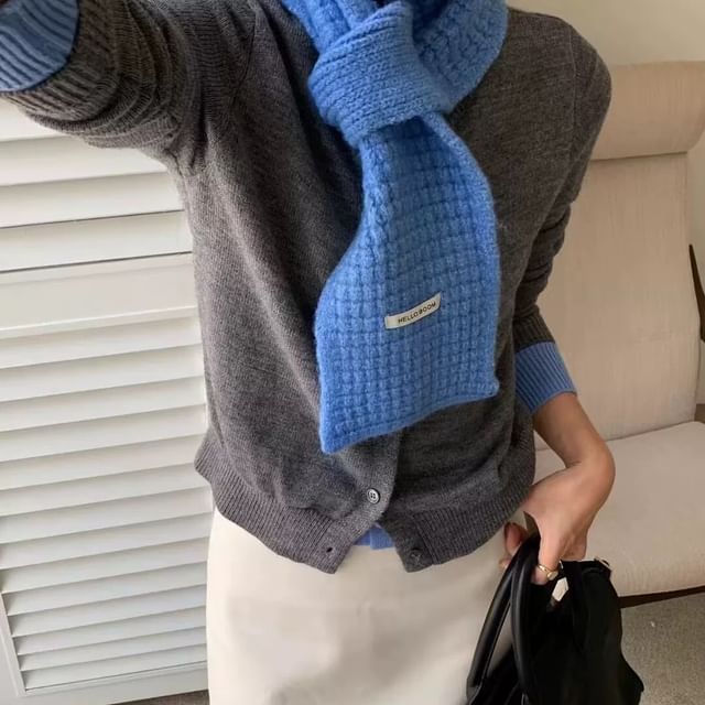 Combon-Plain Textured Knitted Scarf