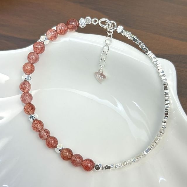 A-ROCH-Gemstone Beaded Sterling Silver Bracelet
