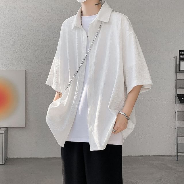 Orungeetun-34-Sleeve Plain Shirt