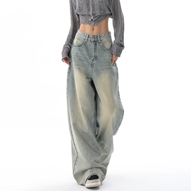 Jerolenea-Mid Rise Washed Wide Leg Jeans