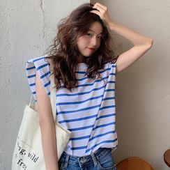 Iduna - 無袖條紋圓領T裇 Iduna - 無袖條紋圓領T裇