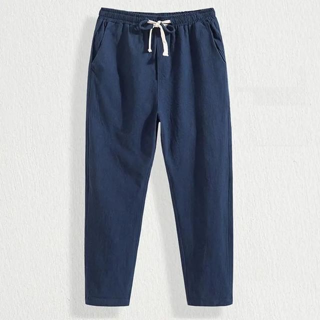YIKES-Drawstring Waist Plain Cropped Tapered Pants