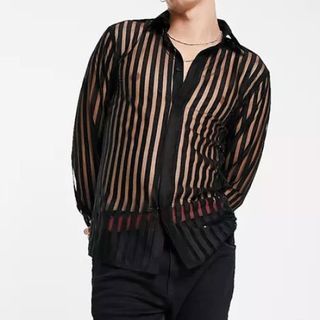 Piwonia - Long-Sleeve Striped Shirt with Ruffled Cuffs/Knitted Vest, YesStyle