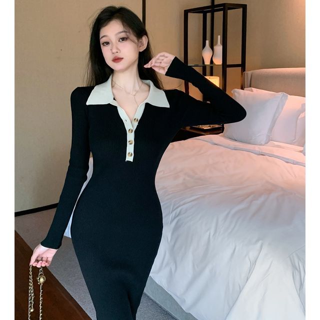 knee length dresses for ladies POLO MAXI DRESS BLACK – SPRWMN