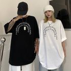MELLO - Elbow-Sleeve Lettering Oversized T-Shirt | YesStyle