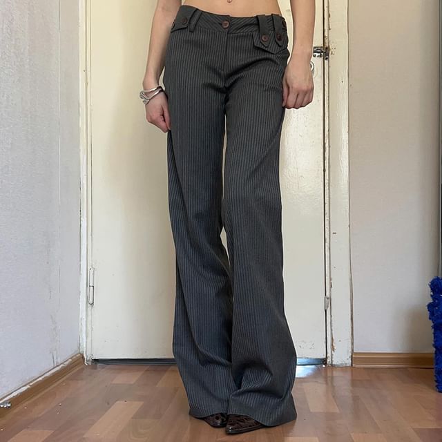 Sugarcoat-Low Rise Striped Flared Pants
