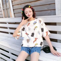 Edise - 動物印花短袖T裇 Edise - 動物印花短袖T裇
