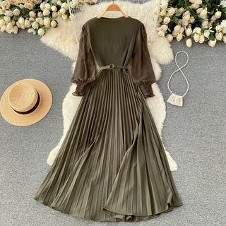 chinese dress ladies Multi Color Pleated Maxi Dress With Open Back