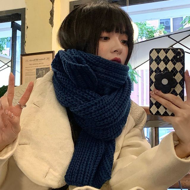 Pompabee-Plain Knit Scarf