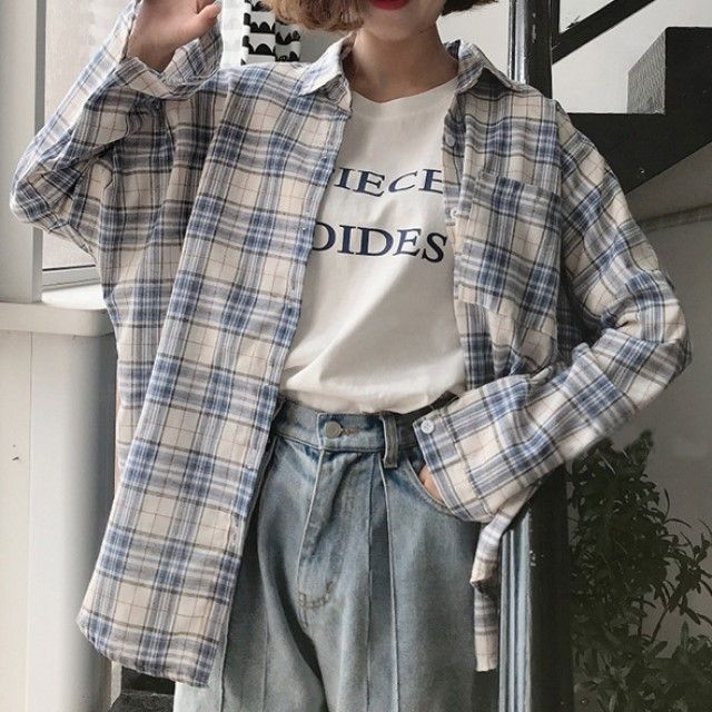 Dute - Plaid Shirt / Short-Sleeve Lettering T-Shirt