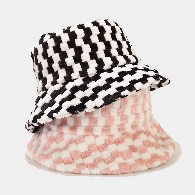 KOKOBOLA Checkered Fluffy Bucket Hat checkered/light Blue M