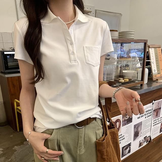 Asiris-Short-Sleeve Plain Polo Shirt