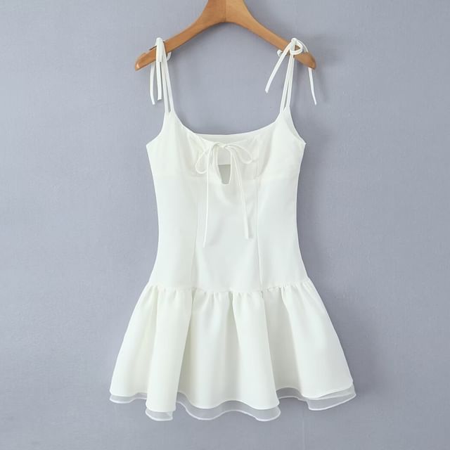 Orange Ace - Spaghetti Strap Plain Mini A-Line Dress | YesStyle