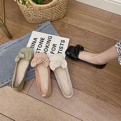 Hipsole - Square-Toe Bow Accent Flats Hipsole - Square-Toe Bow Accent Flats