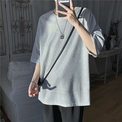 Dukakis - Elbow-Sleeve Glitter T-Shirt Dukakis - Elbow-Sleeve Glitter T-Shirt