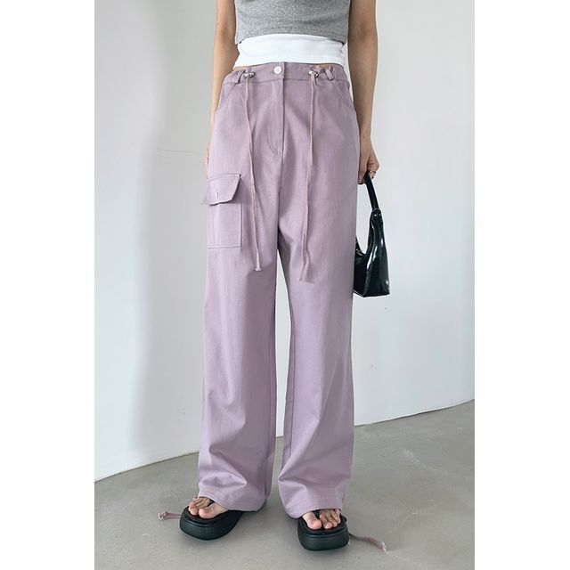 Drawstring Flap-Pocket Pants 