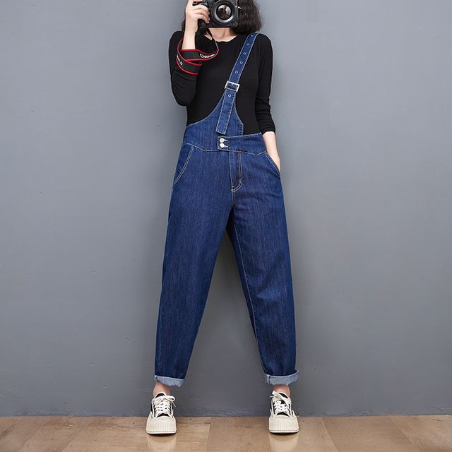 Sophie's World Asymmetrical Denim Jumpsuit YesStyle