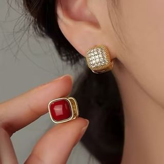 Parskletie-925 Sterling Silver Square Stud Earring
