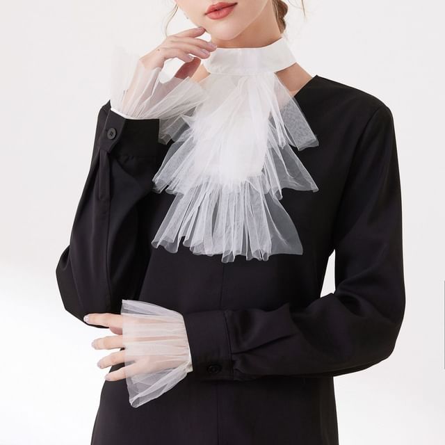MIOW-Plain Ruffle Decorative Collar Wrist Cuffs Set