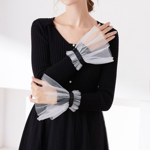 MIOW-Sheer Ruffle Decorative Wrist Cuffs