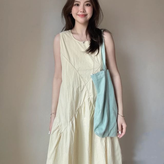 Lady Jean-Sleeveless Plain Maxi Sundress