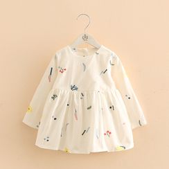 貝殼童裝 - 兒童長袖刺繡A字迷你連衣裙 貝殼童裝 - 兒童長袖刺繡A字迷你連衣裙