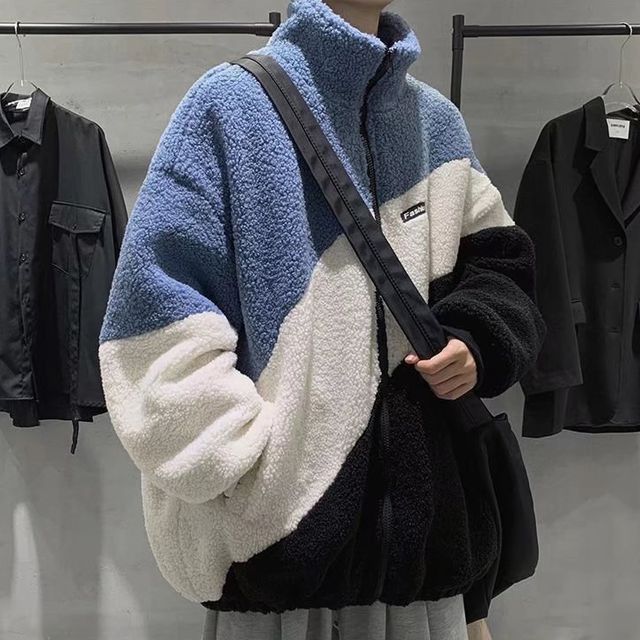 Urtishia - High-Neck Long-Sleeve Color Block Fleece Zip Jacket | YesStyle
