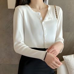 Bloombloom - Long-Sleeve Cropped Cardigan Bloombloom - Long-Sleeve Cropped Cardigan