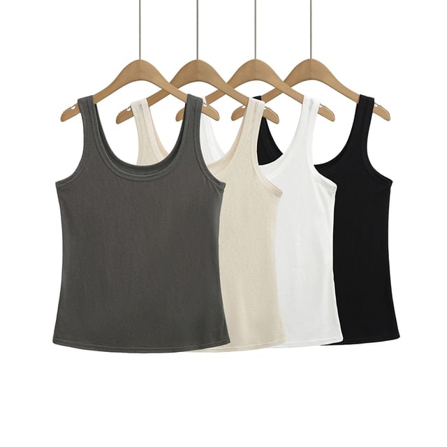 Ulark-Scoop Neck Plain Tank Top