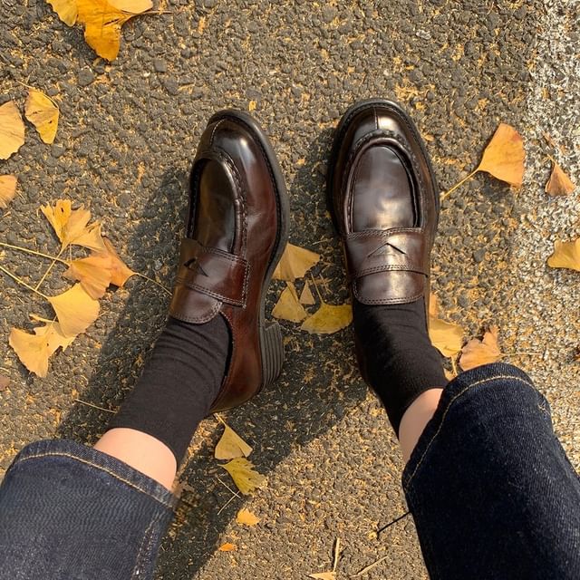 FRAISO-Genuine Leather Plain Loafers