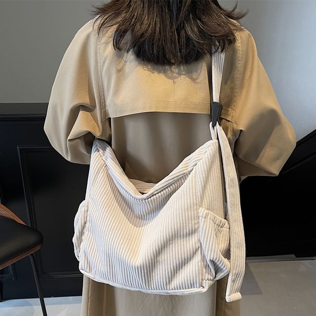 Melois-Plain Corduroy Crossbody Bag