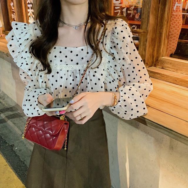 Everose-Dotted Blouse