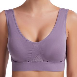 camikiss Plain Perforated Shirred Sports Bra Sale