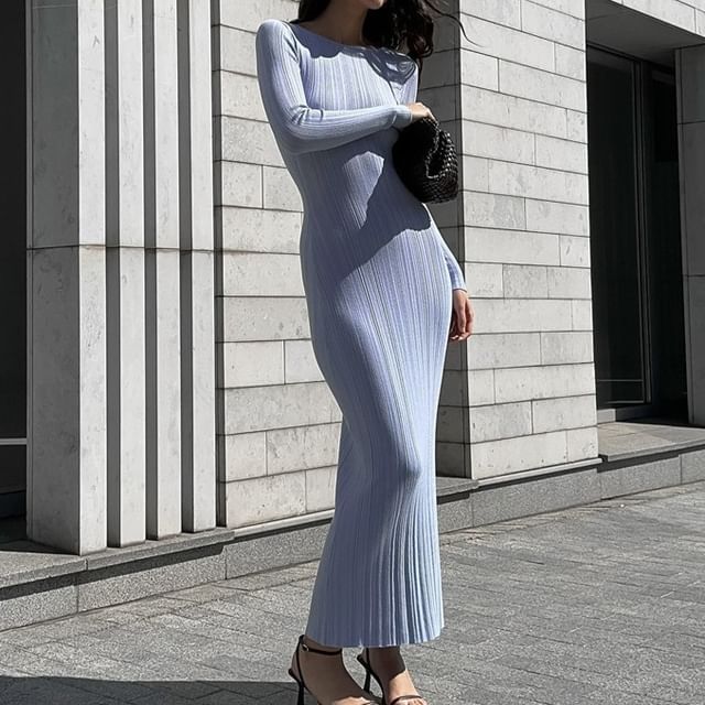 open lace back dress So Chic Ribbed Bodycon Maxi Dress | Dress main image 1